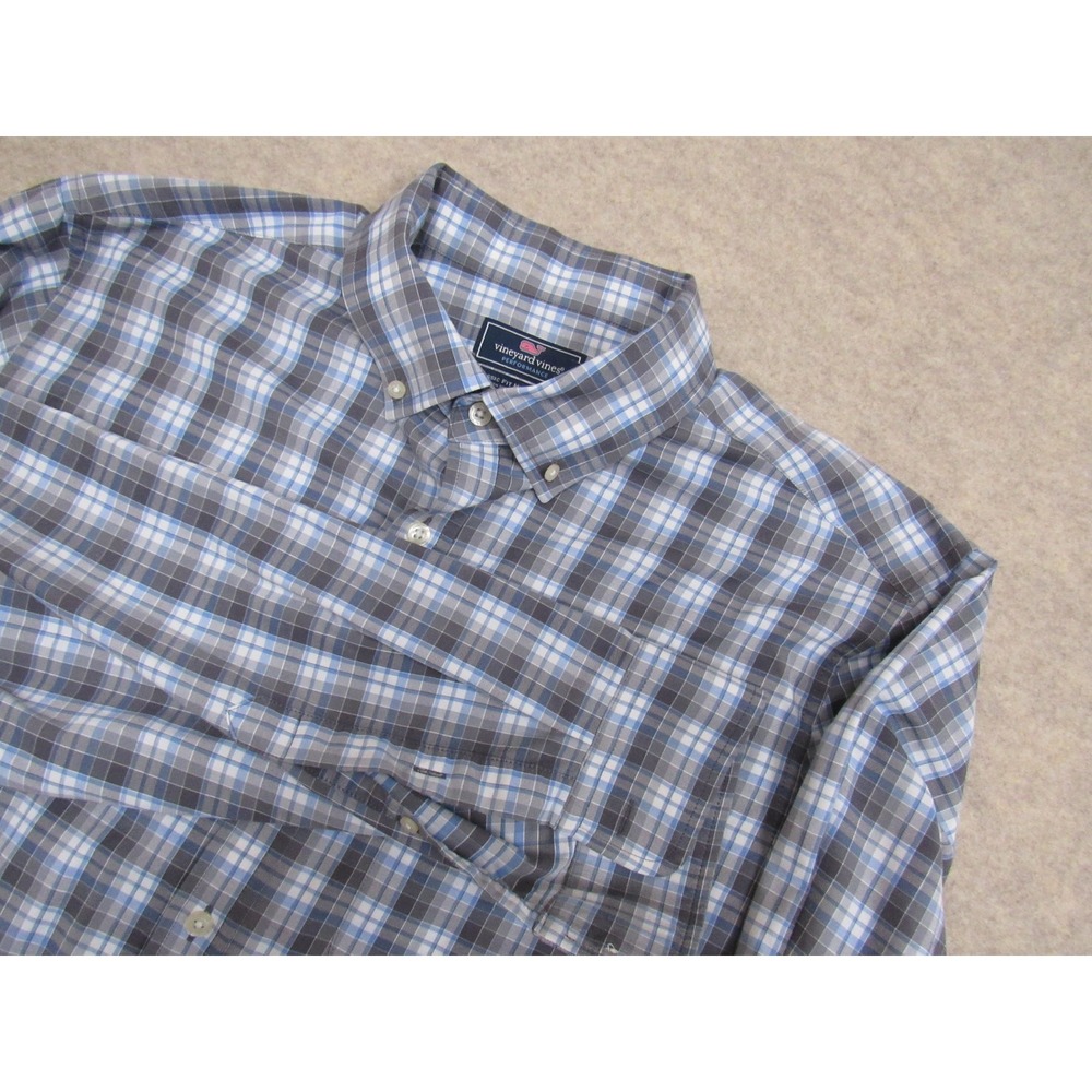 Vineyard Vines Performance Murray Shirt Mens Large Blue Plaid Button Down